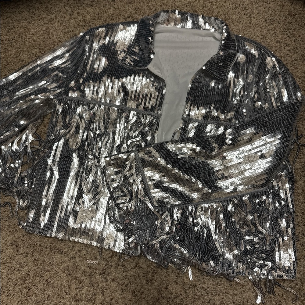 Amazon Shiny Silver Sequin Jacket